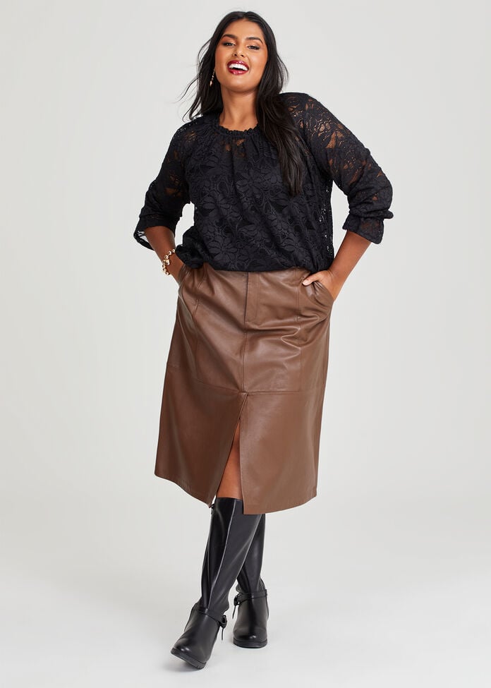 Leather Isa Panel Skirt, , hi-res