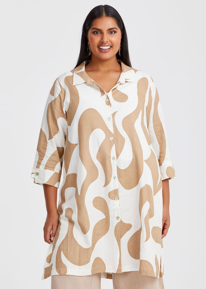 Longline Linen Bamboo Shirt, , hi-res