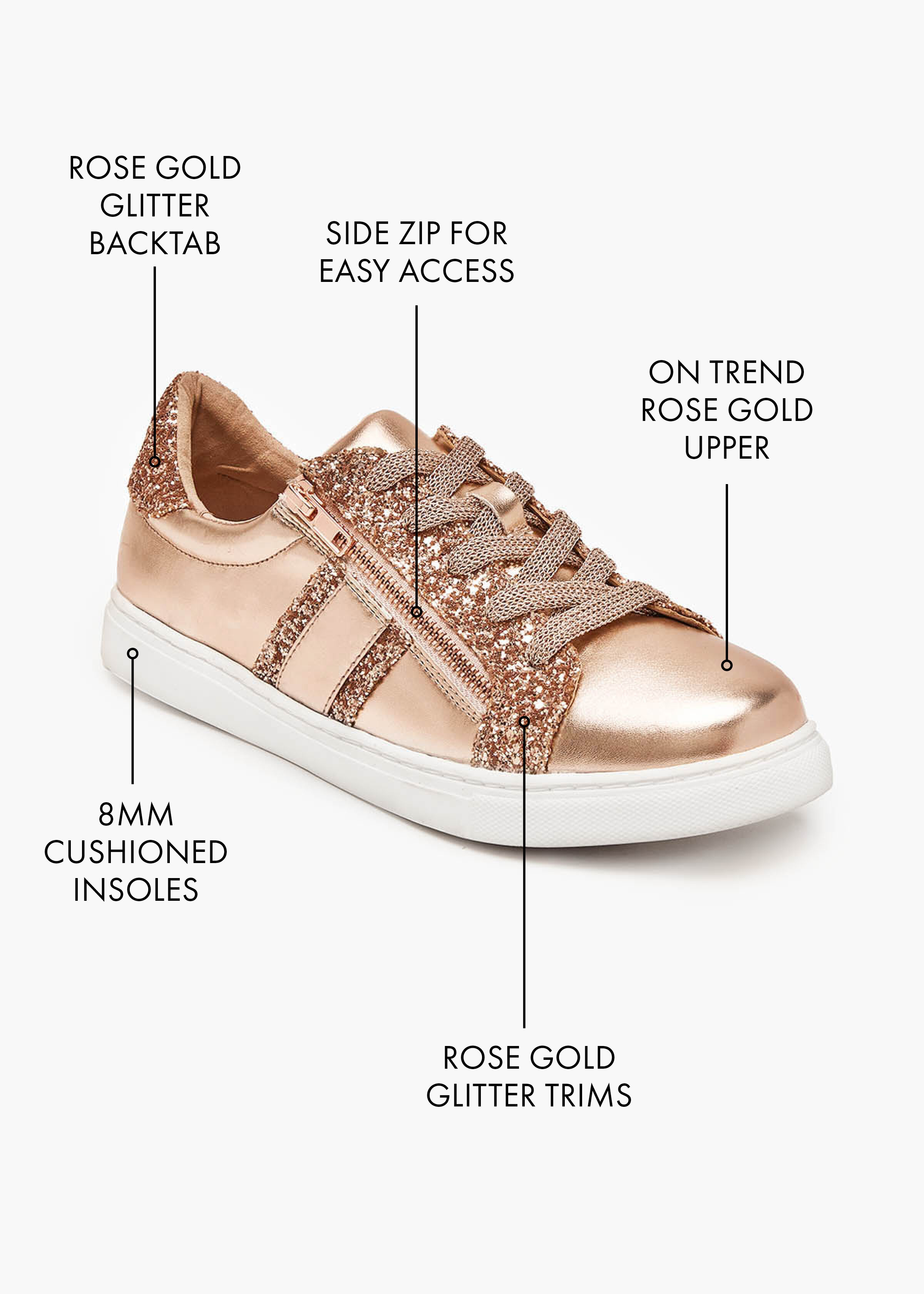 Rose gold metallic sneakers shop