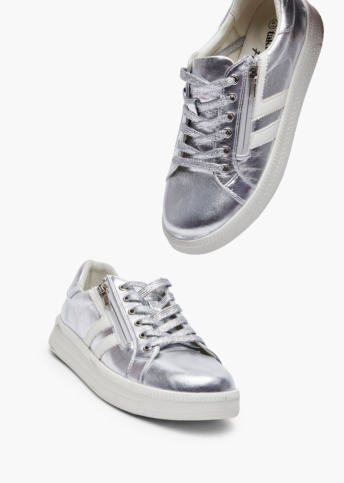 Metallic Side Zip Sneaker, , hi-res