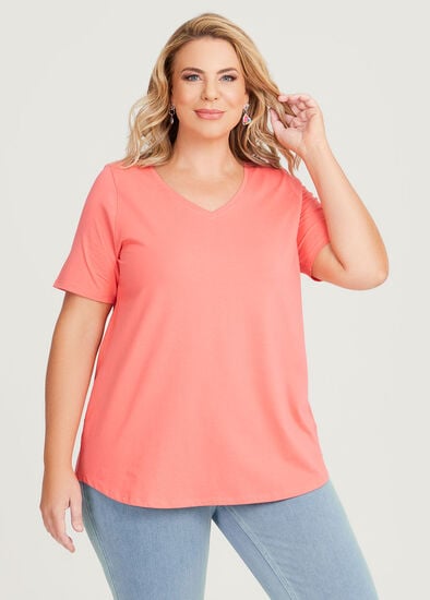 Plus Size Good Earth Australian Cotton V-neck T-Shirt