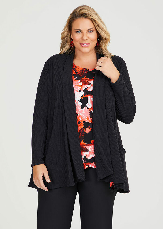 Racheal Ribbed Cardigan, , hi-res