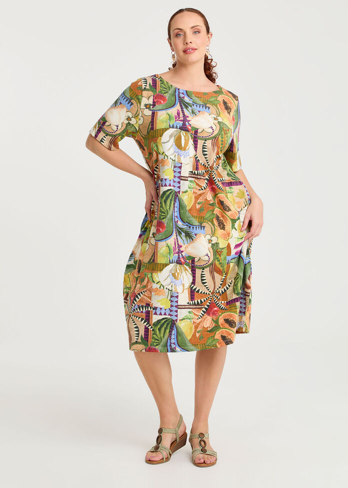 Cotton Palmer Short Sleeve Dress, , hi-res