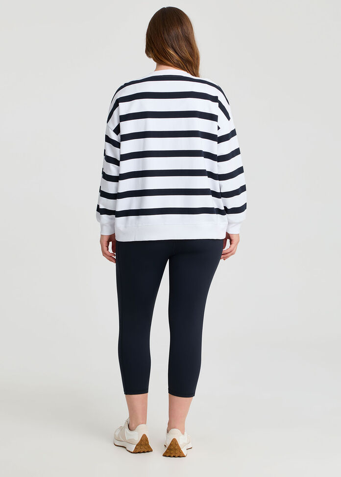 Cotton Linear Stripe Sweatshirt, , hi-res