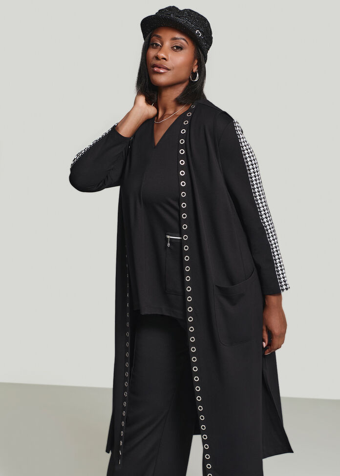 Eyelet Long Bamboo Ponte Vest, , hi-res