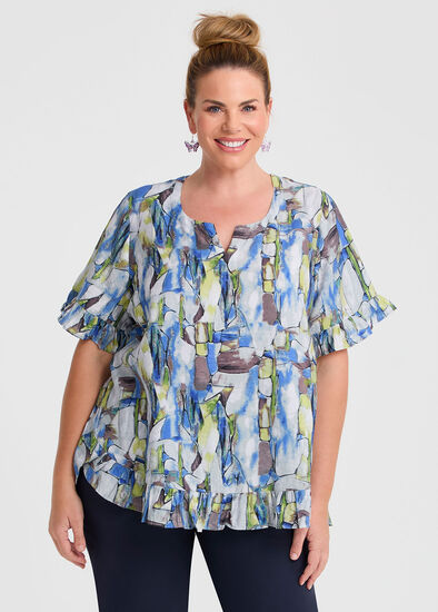 Plus Size Salsa Ruffle Natural Top