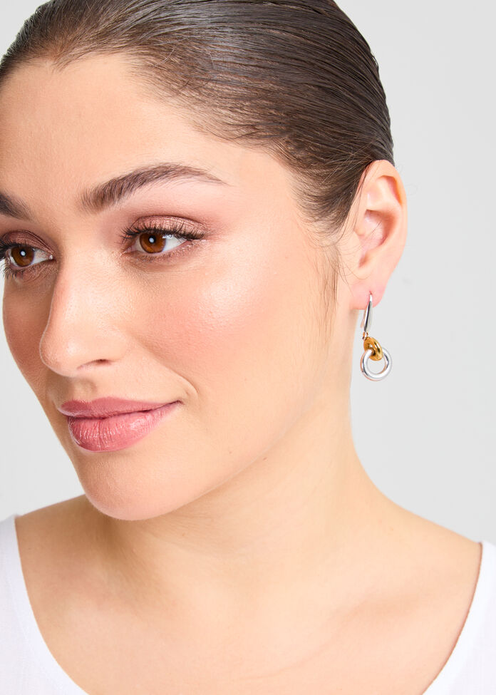 Silver & Gold Links Earring, , hi-res