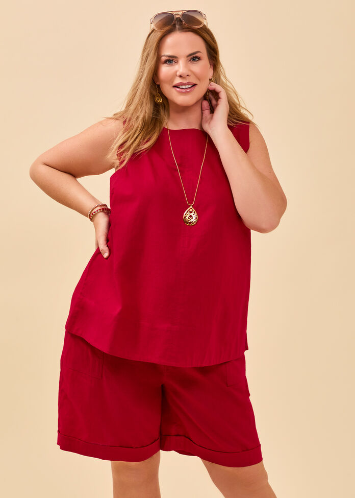 Cotton Linen Sleeveless Top, , hi-res