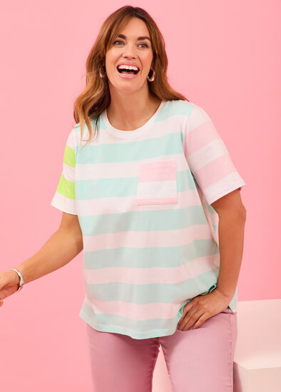Plus Size Cotton Sorbet Stripe Top