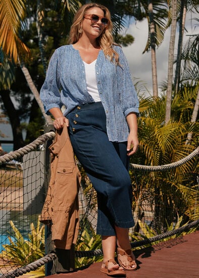 Plus Size Sailor Wide Leg Crop Jean