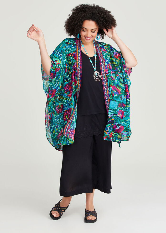 Natural Tropical Tones Kimono, , hi-res