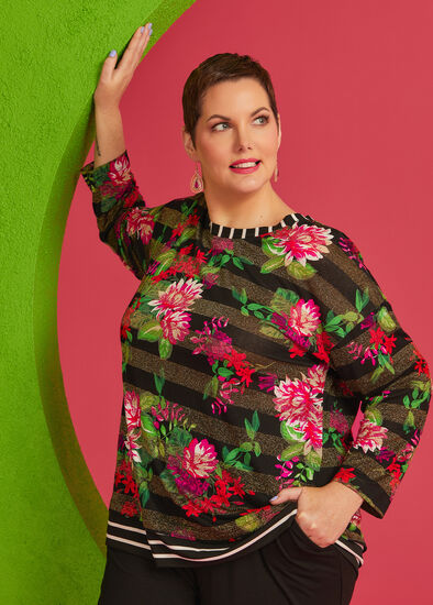 Shop Now Green Floral Plus Size Tunics Tops - ADIRICHA