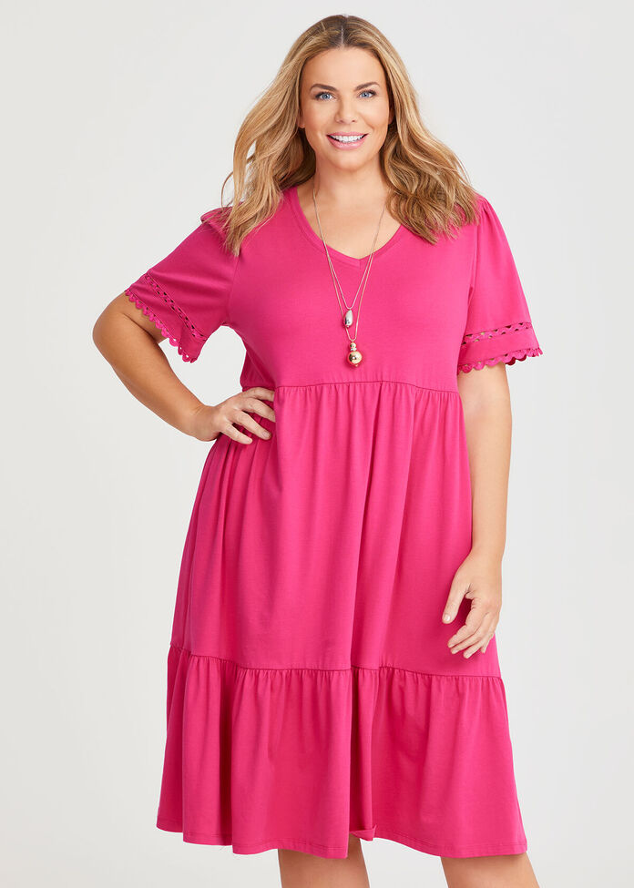 Cotton Ric Rac Sleeve Dress, , hi-res