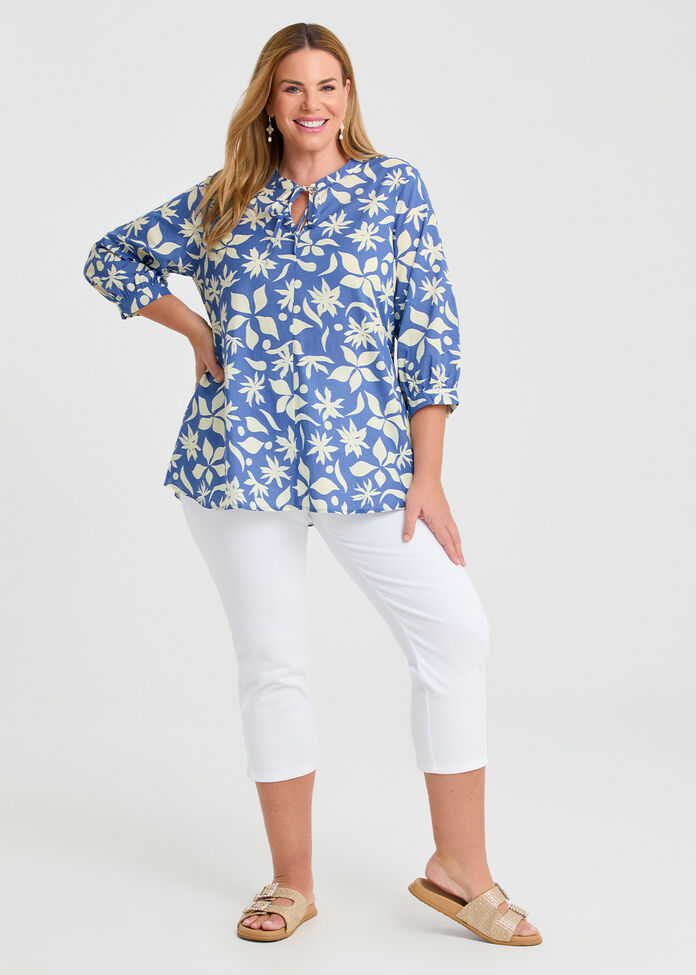 Cotton Print Top, , hi-res