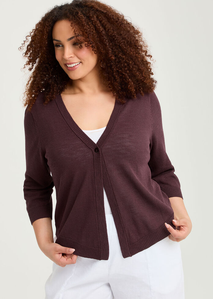 Tori Slub Knit Crop Cardigan, , hi-res