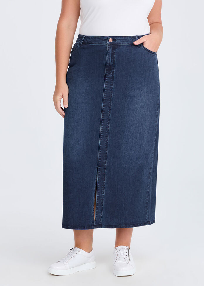 Front Split Denim Skirt, , hi-res