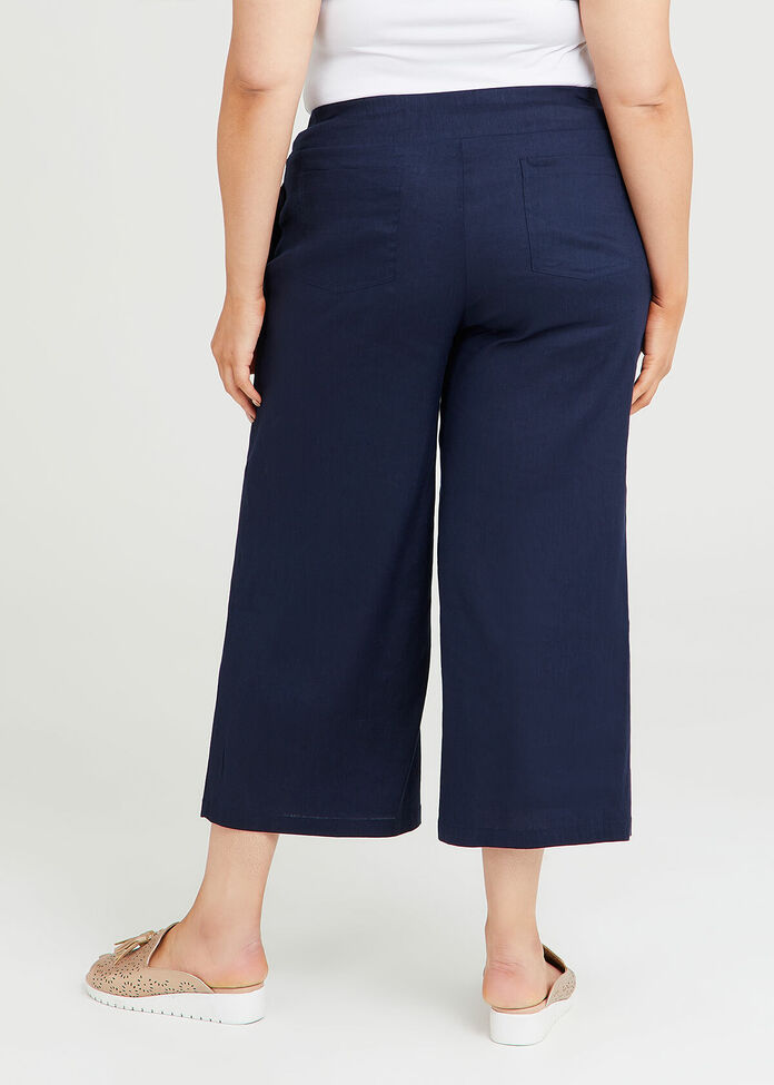 Shop Plus Size Linen Stretch Sailor Cullote Pant in Blue | Taking Shape AU