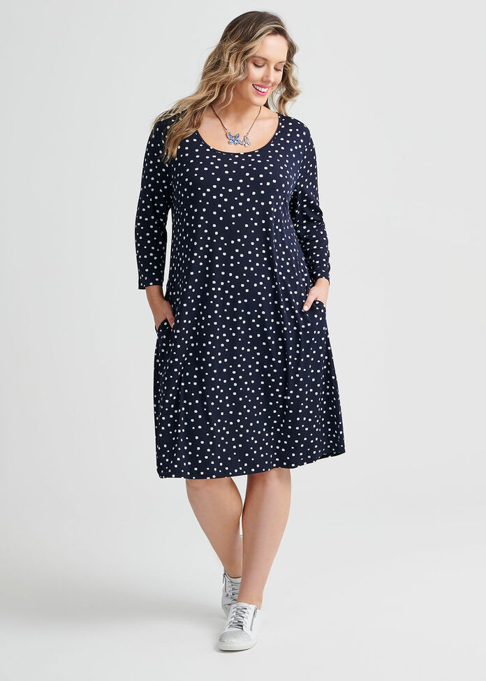 Shop Plus Size Dash Dot Dress in Print | Sizes 12-30 | Taking Shape UK