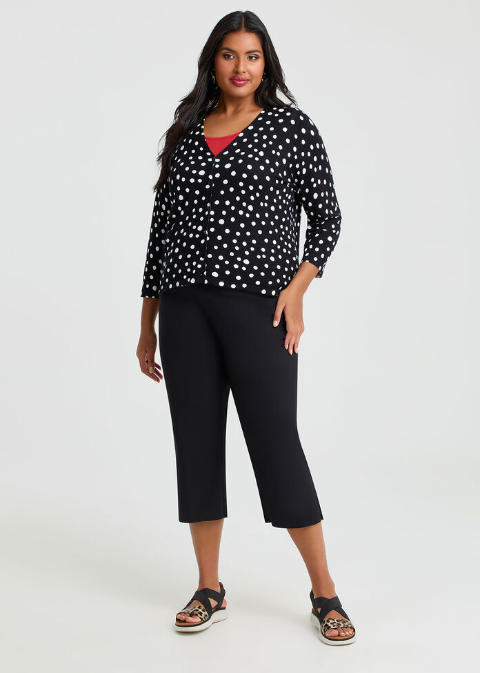 Polka Dot Natural Cardigan, BLACK/WHITE SPOT, hi-res