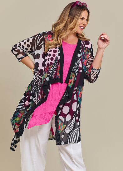 Plus Size Long Drape Mesh Duster