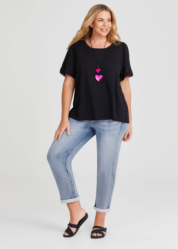 Cotton Ric Rac Trim T-shirt, , hi-res