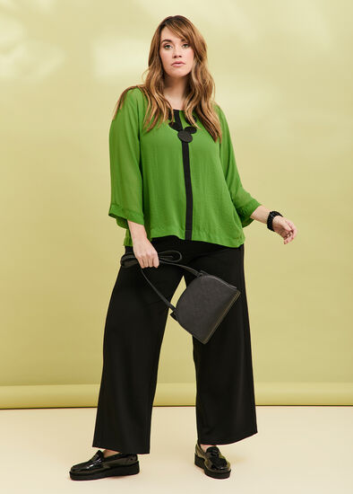 Plus Size Natural Hine Wide Leg Pant