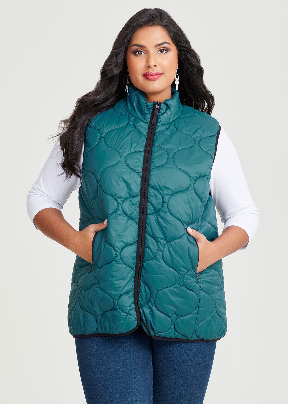 Teal puffer vest top