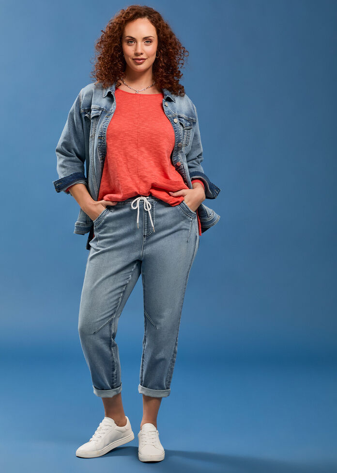 Denim Drawstring Jogger, , hi-res