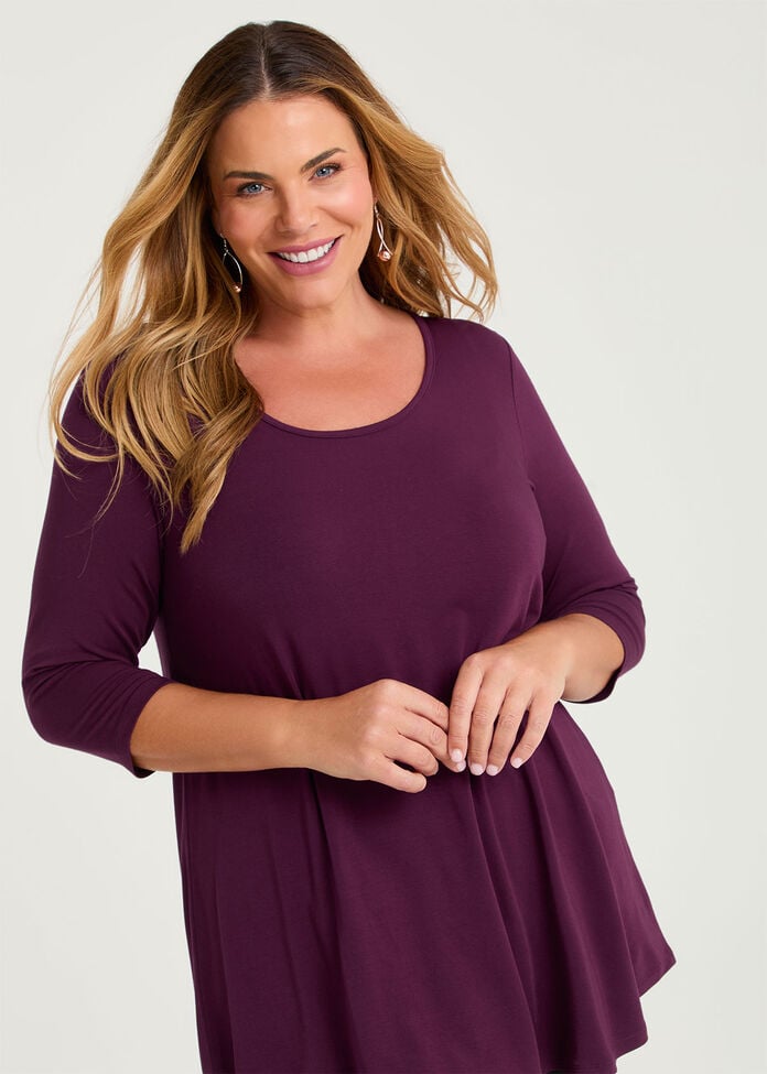 Bamboo Base 3/4 Sleeve Top, , hi-res