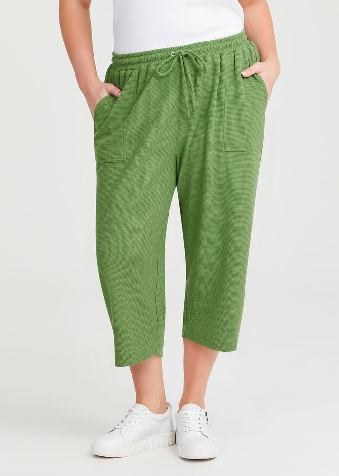 Waffle Pull On Crop Pant, , hi-res