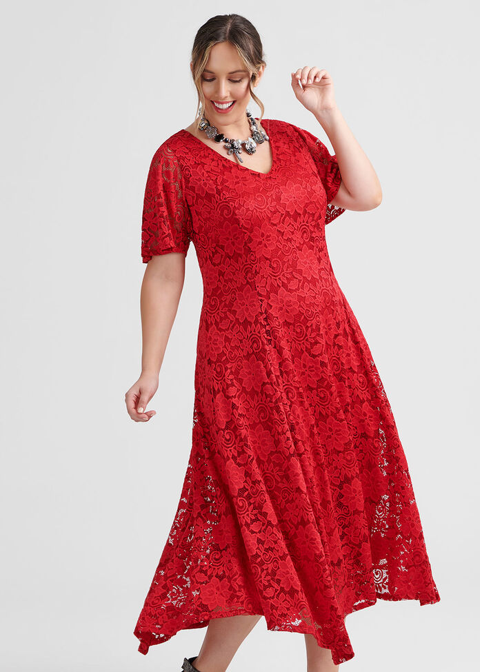 Scarlet Lace Dress in Red in sizes 12 to 30 | Taking Shape UK