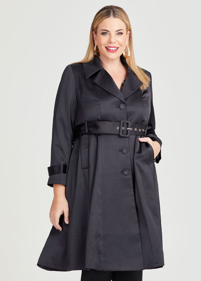 Sabina Satin Trench Coat, , hi-res