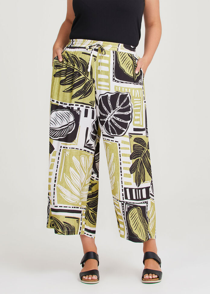 Natural Palm Block Print Pant, , hi-res