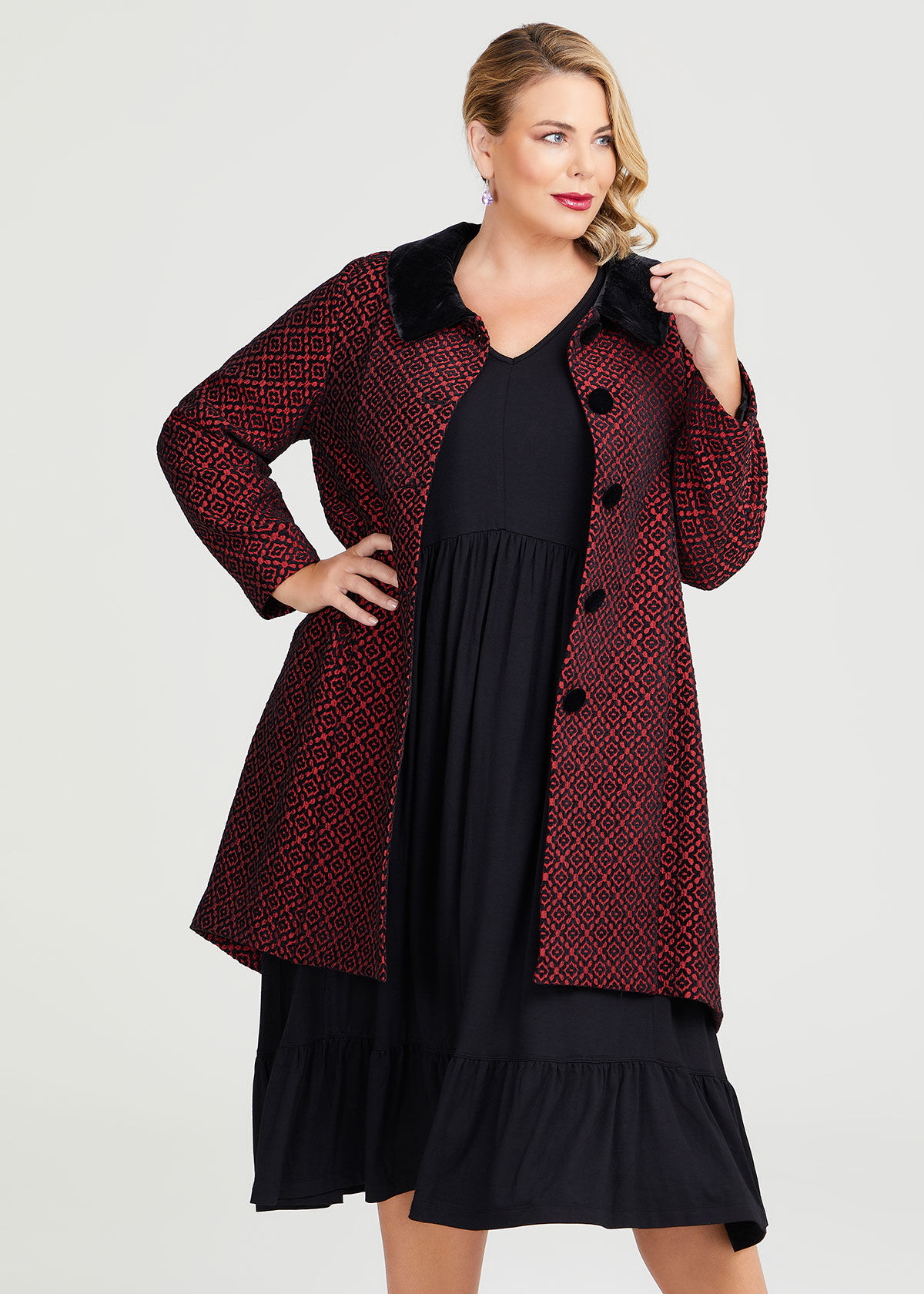 Plus Size Ruby Jacquard Dress Coat Sizes 12 30 Taking Shape