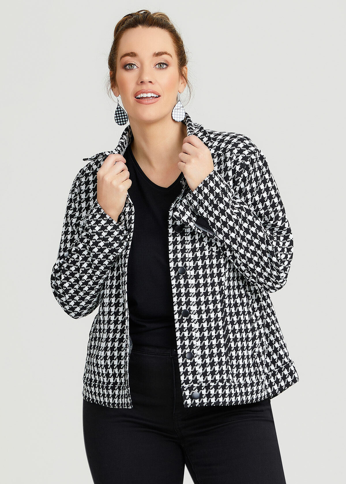 Houndstooth jacket plus size online