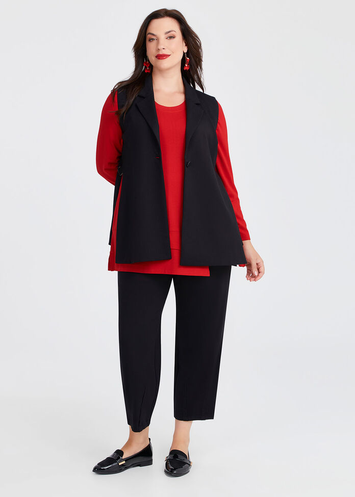 Side Split Bamboo Ponte Vest, , hi-res