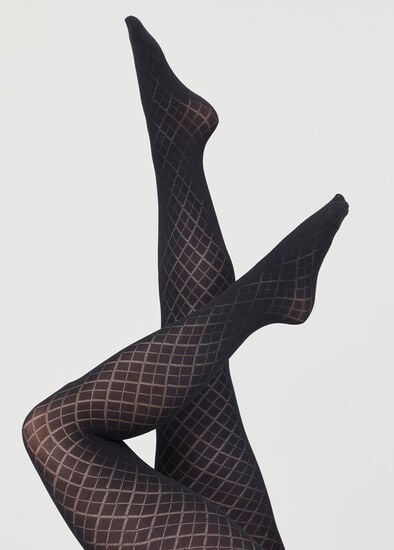 Black Opaque Diamond Tights