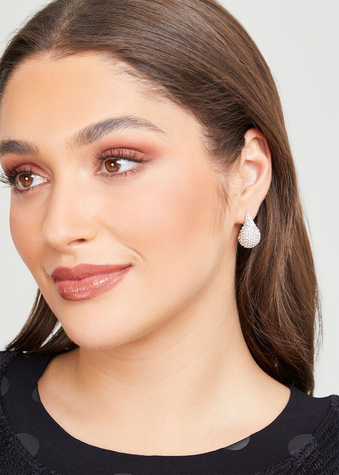 Adorne Diamante Event Teardrop Earrings Silver AEA4070 main image 1