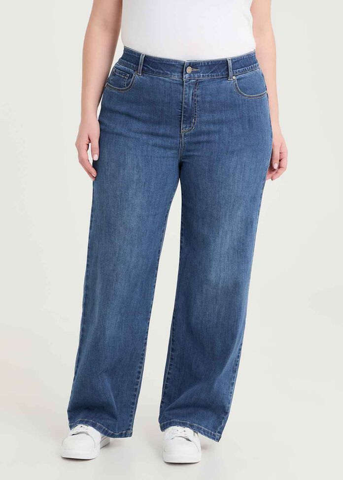 Cotton Sculpting Wide Leg Jean, , hi-res