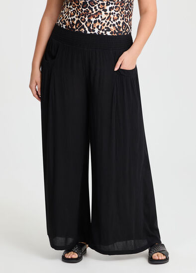 Plus Size Natural Crinkle Pull On Pant
