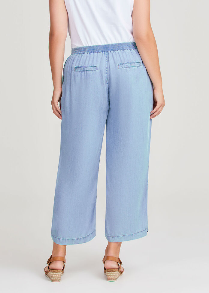 Shop Plus Size Chambray Pull On Crop Pant in Blue | Taking Shape AU