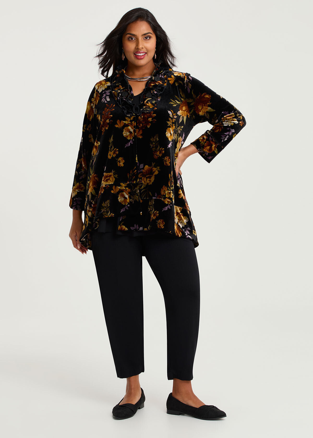 Shop Plus Size Midnight Rose Velour Cardigan, Black | Taking Shape AU