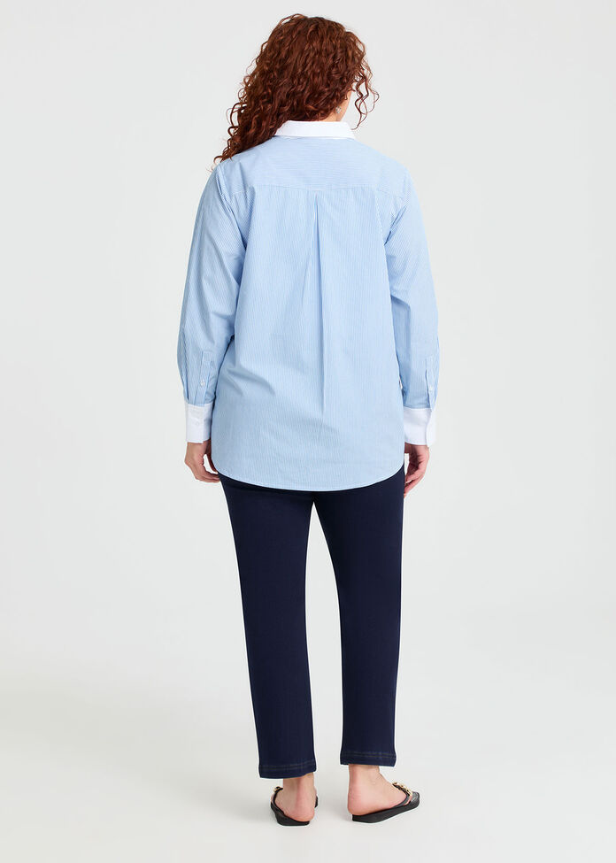 Cotton Poplin Stripe Shirt, POWDER BLUE/WHITE, hi-res