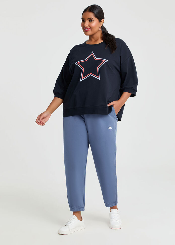Cotton Star Relaxed Sweatshirt, , hi-res
