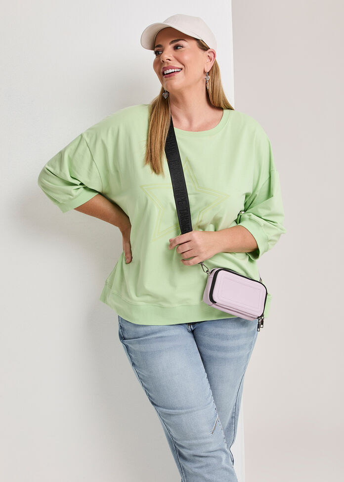 Cotton Star Relaxed Sweatshirt, , hi-res