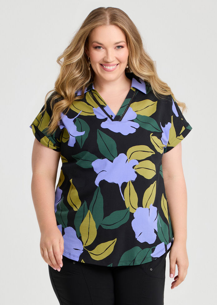 Cotton Collared Ophelia T-shirt, , hi-res