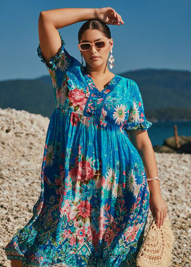Plus Size Natural Getaway Floaty Dress