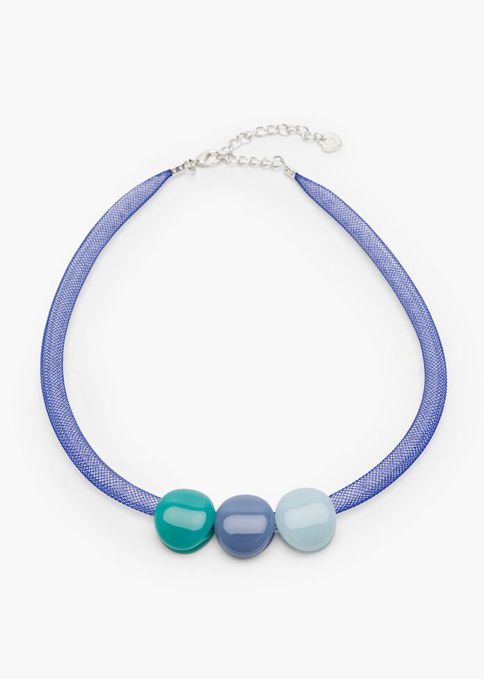 Abstract Netted 3 Bead Necklace, , hi-res