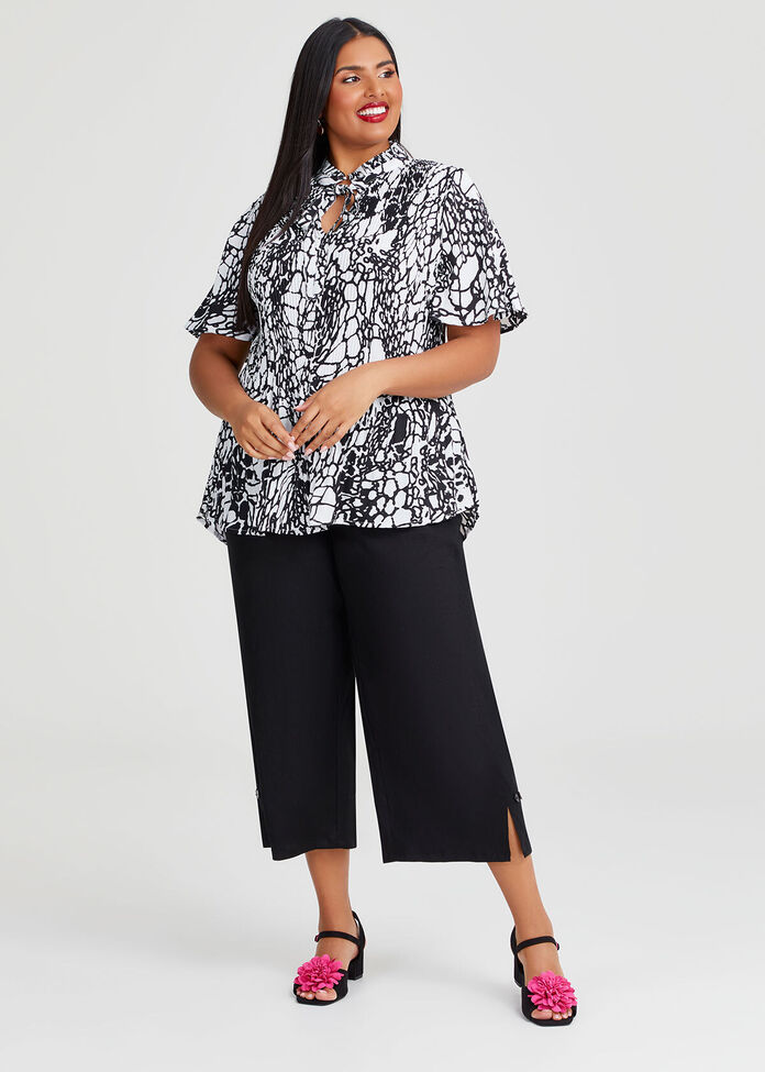Stretch Linen Calliope Crop Pant, , hi-res