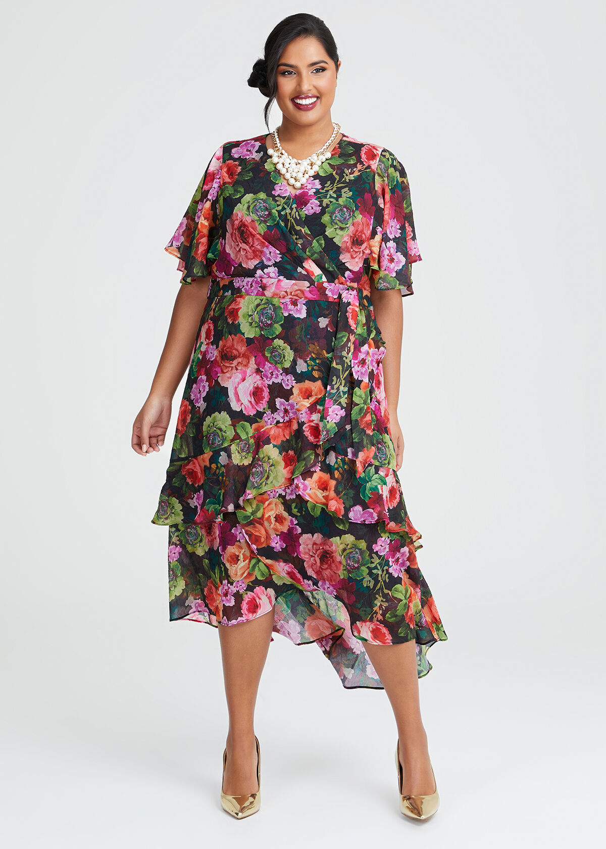 Shop Plus Size Floral Fantasy Maxi Dress in Multi Taking Shape AU